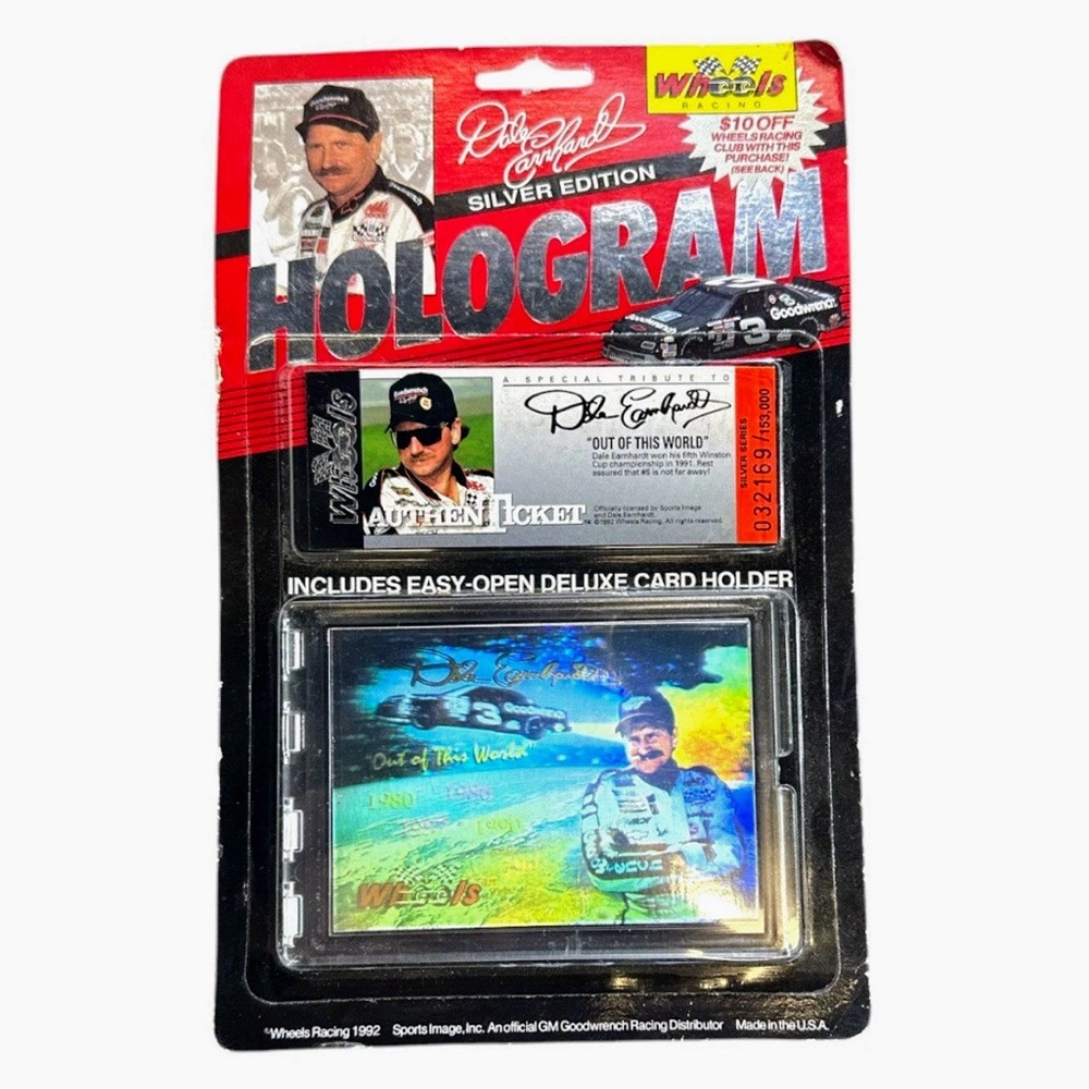Vintage 1992 Dale Earnhardt Silver Edition Hologram Wheels Racing Card - Coll